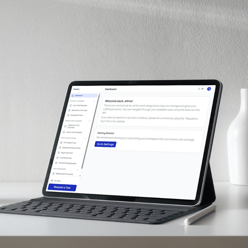 A mockup of the JobQuote Software Dashboard showing a clean and intuitive interface for job tracking.